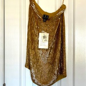 New with tags, gold silk sequin skirt, 2P